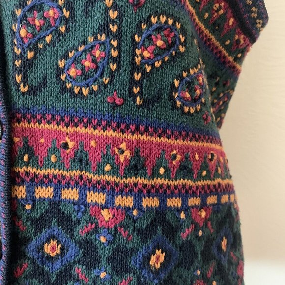 Cape Isle Knitters Cable Knit Sweater Vest Women Med Hand Knit Multicolor Button - Picture 4 of 7
